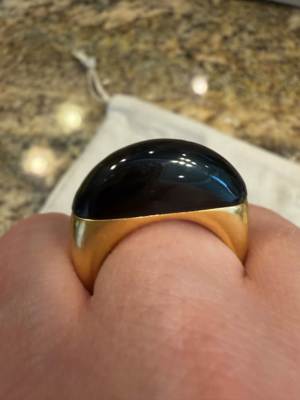 Kendra Scott Cocktail Ring - Chocolate Obsidian and Antique Gold - Picture 4 of 4